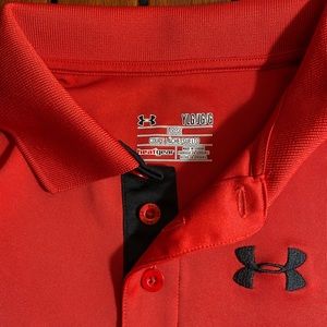 Red Under Armour polo. Child size L